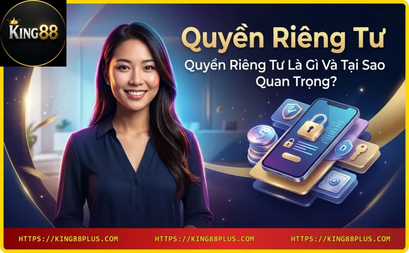 Hình ảnh minh họa bàn tay tương tác với giao diện bảo mật kỹ thuật số, thể hiện khái niệm Quyền Riêng Tư
