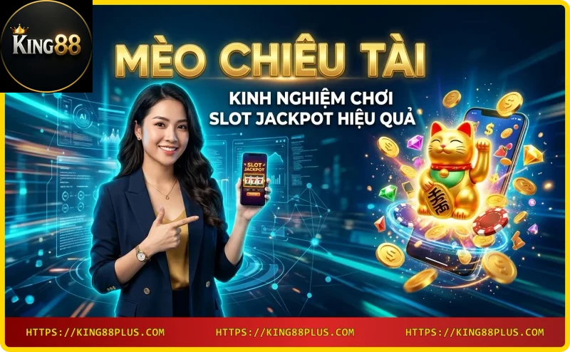 Tay người chơi nhấn nút quay slot jackpot với hiệu ứng vàng