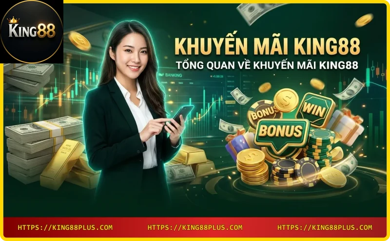 Tổng quan các chương trình khuyến mãi King88 trên điện thoại với biểu tượng thưởng vàng