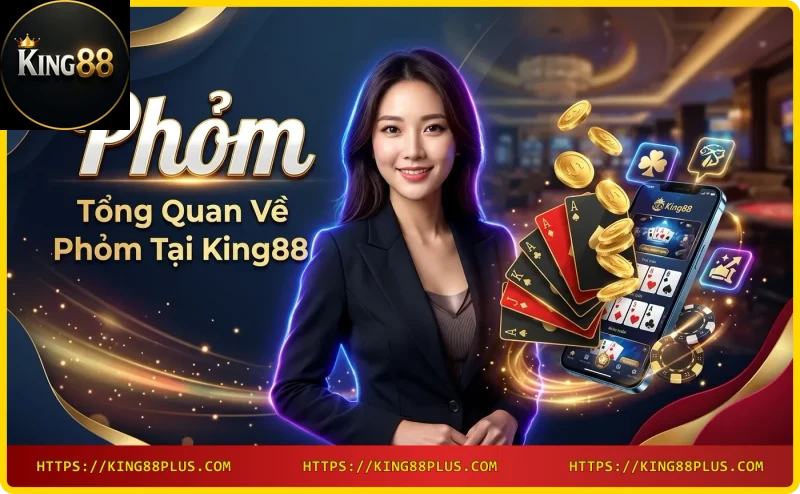 Tổng quan Phỏm online tại King88 - giao diện game trên máy tính bảng, chip vàng và điện thoại