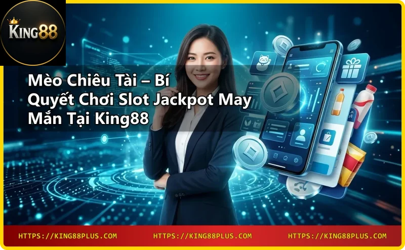 Tượng mèo chiêu tài Maneki Neko trên máy slot casino